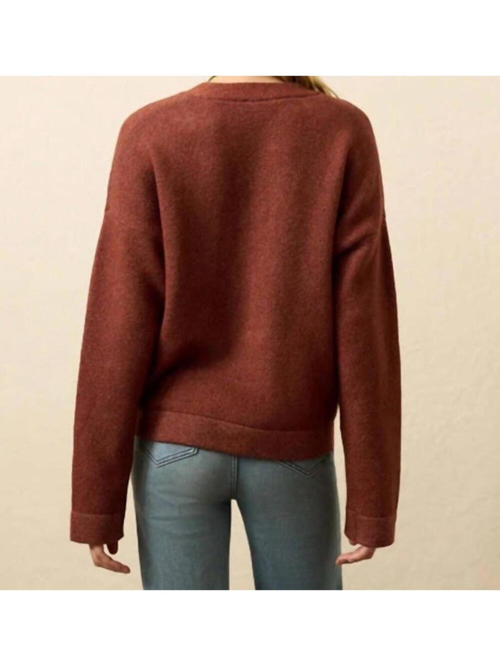 $168 Faherty Jackson V Neck Popover Sweater Smoked Paprika Size Medium - Picture 8 of 12